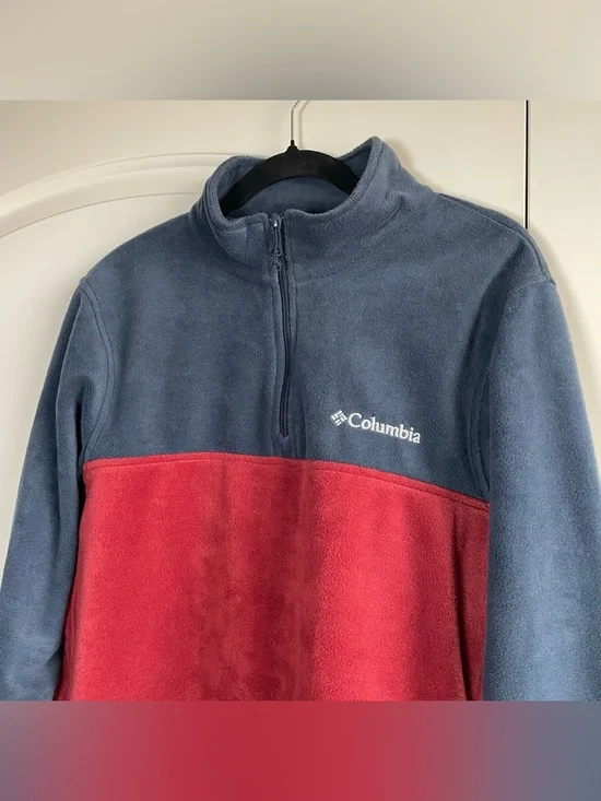 Columbia Men’s Navy and Red Zip-Up Fleece Pullover Size M - Picture 2 of 9